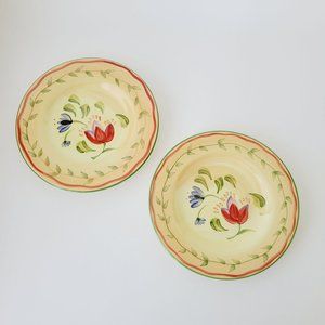 Pfaltzgraff Napoli Stoneware Salad Plate Set Floral Orange Yellow Hand Painted